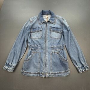 Knox Rose Denim Jacket Girls XS Zip Up Long Sleeve Western Chambray Y2K Casual